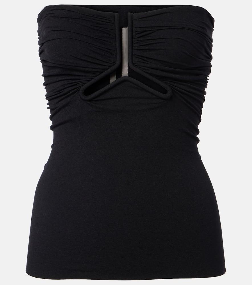 rick owens cutout ruched strapless top