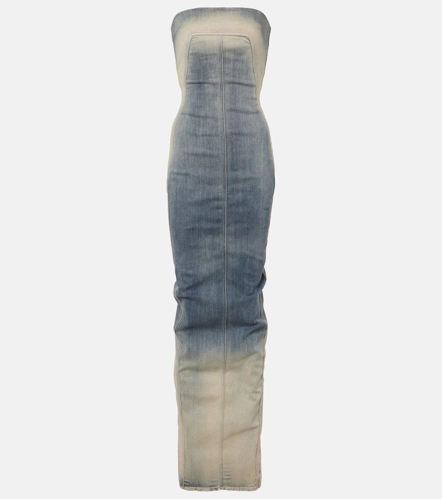 rick owens denim bustier dress