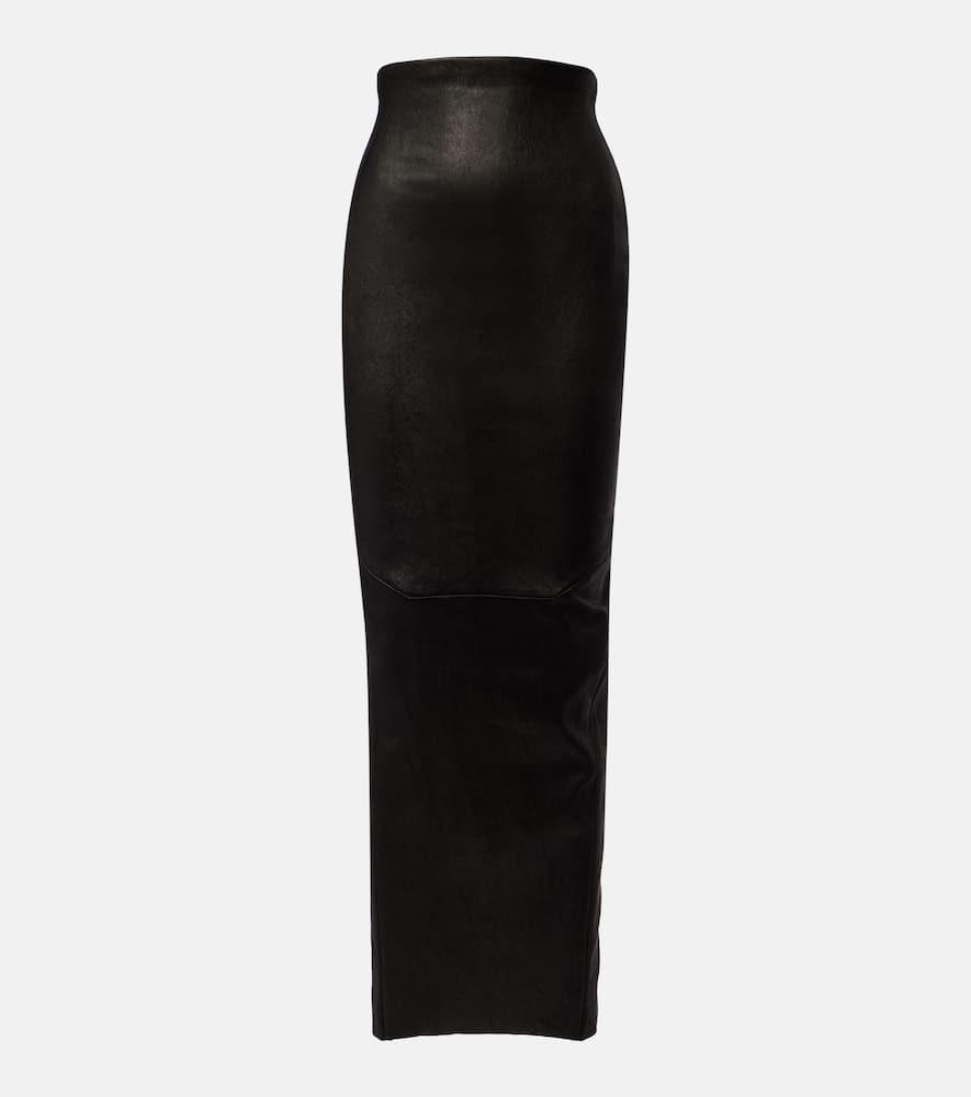 rick owens dirt pillar leather maxi skirt