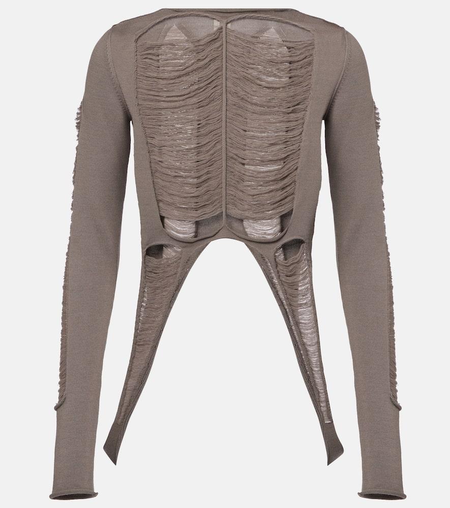 rick owens distressed wool top