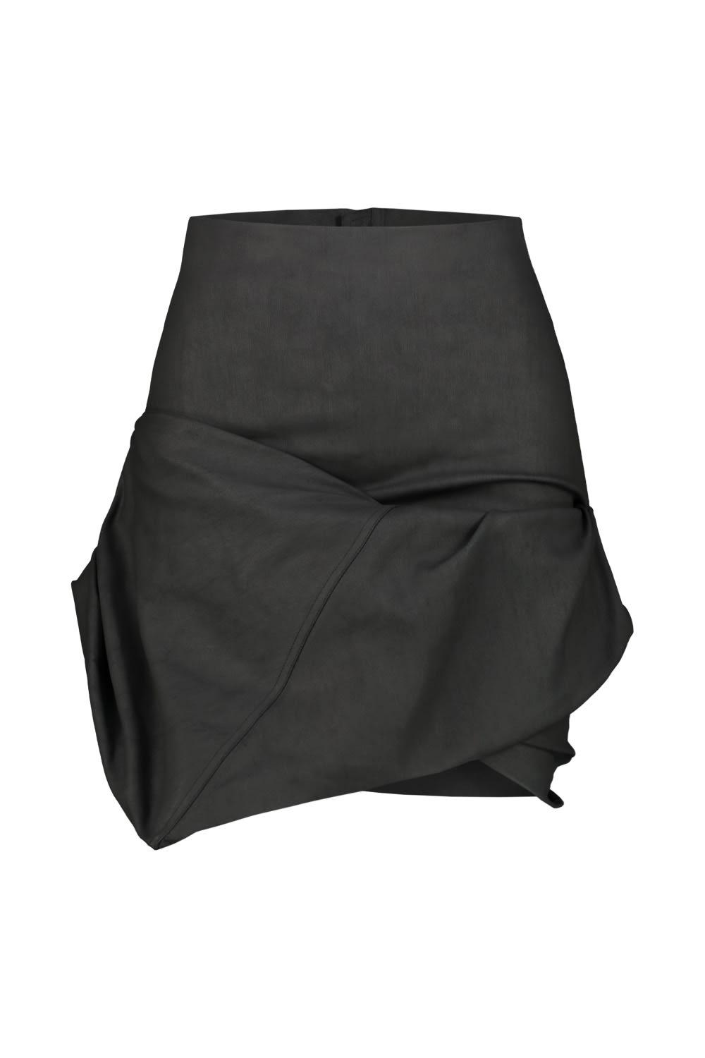 rick owens draped miniskirt in denim