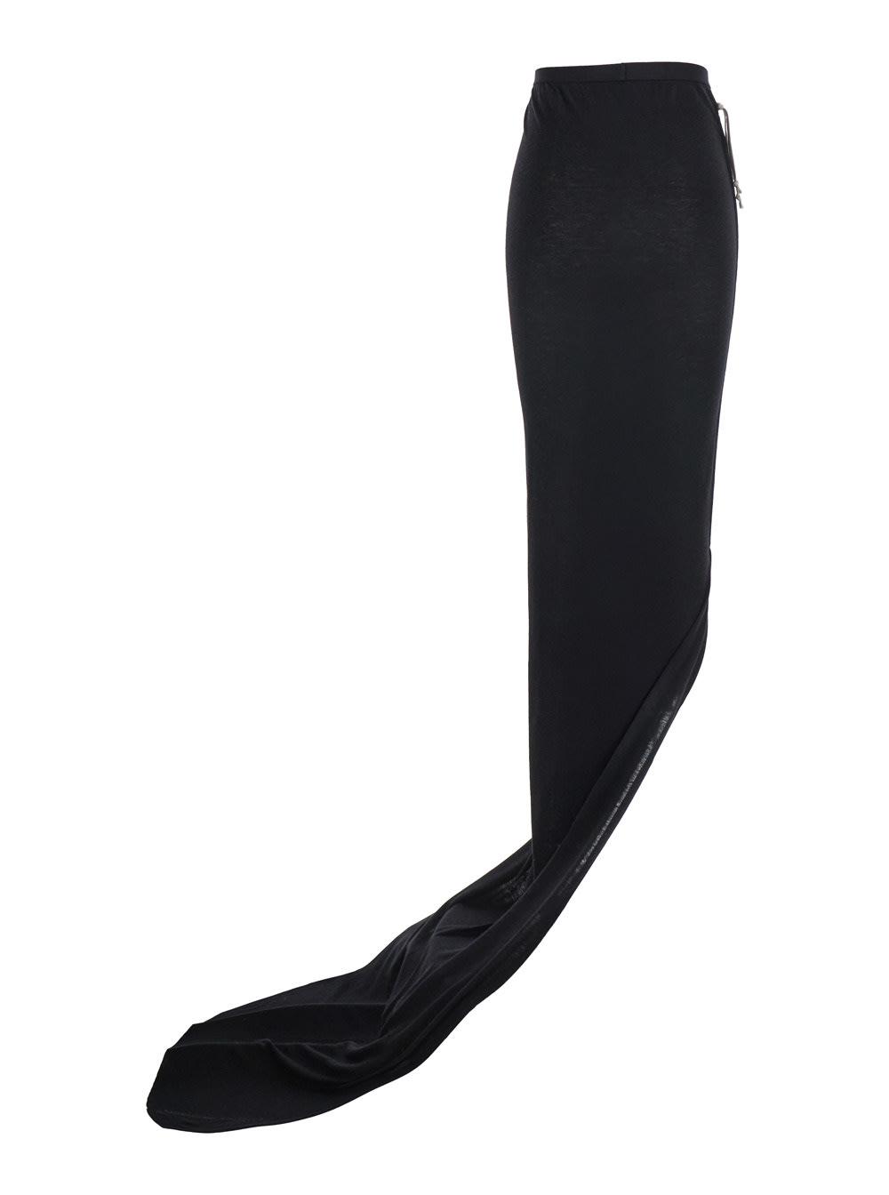 rick owens edfu black skirt with elastic waist and side drawstring in wool blend woman