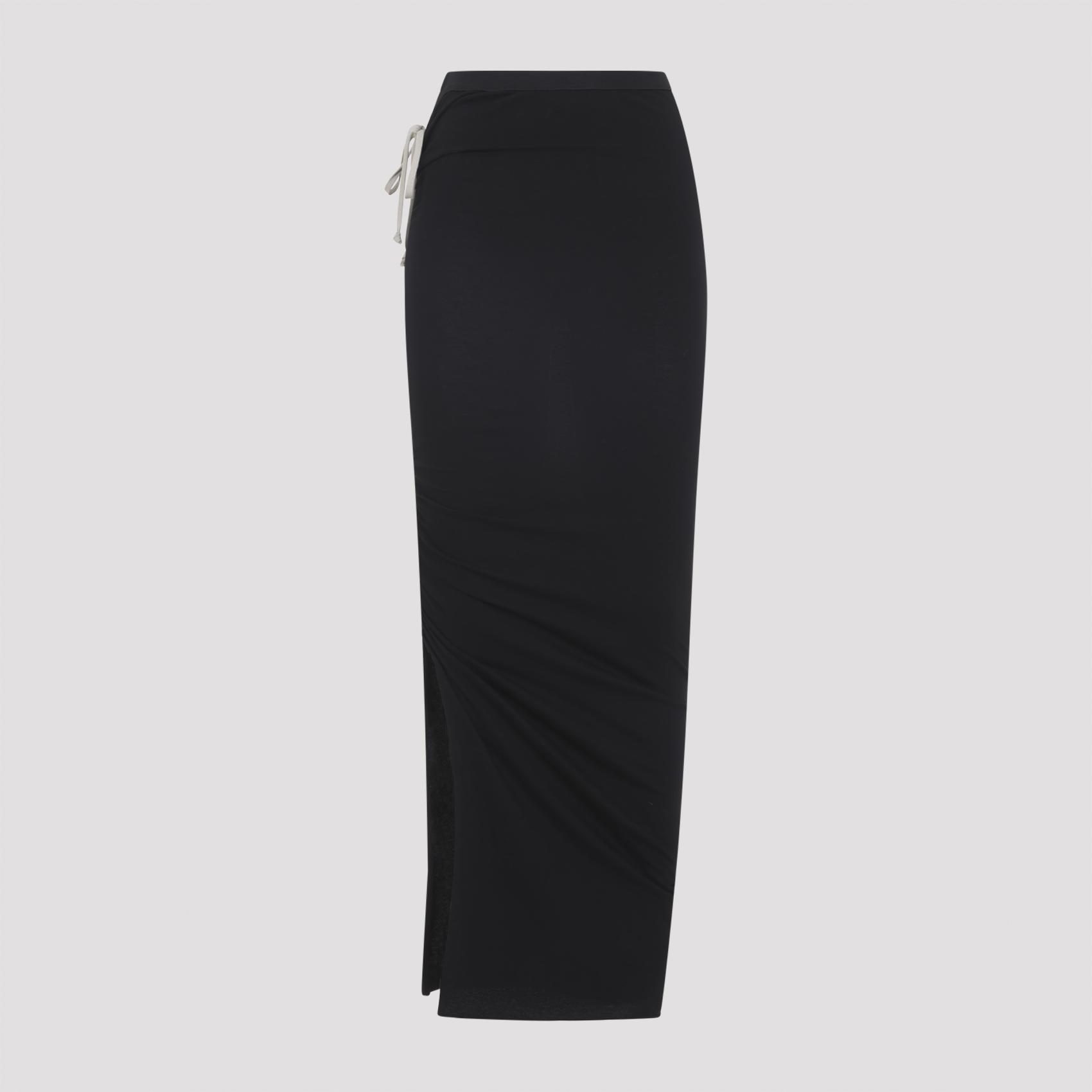 rick owens edfu knee midi skirt black cotton - women