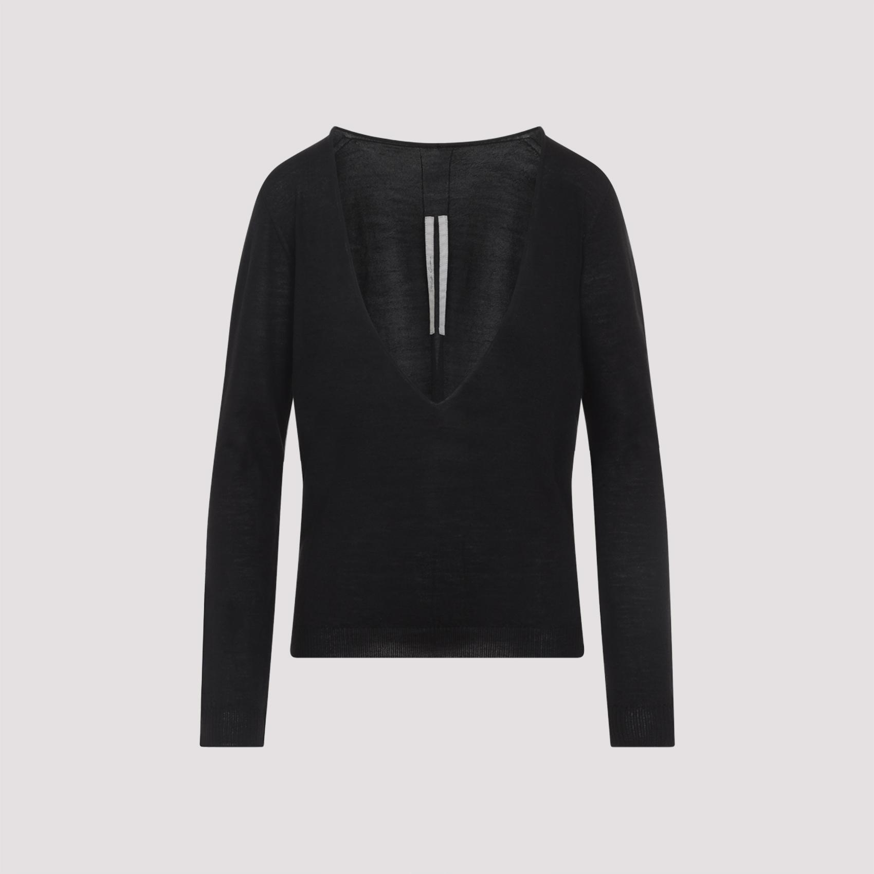 rick owens extreme v-neck pullover black virgin wool sweater - women