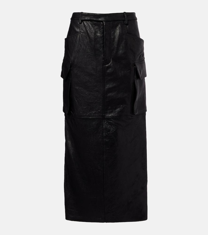 rick owens firbanks leather midi skirt