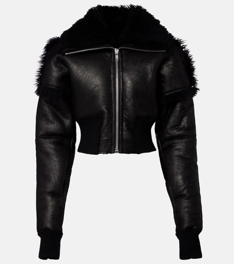 rick owens flight cropped leather jacket