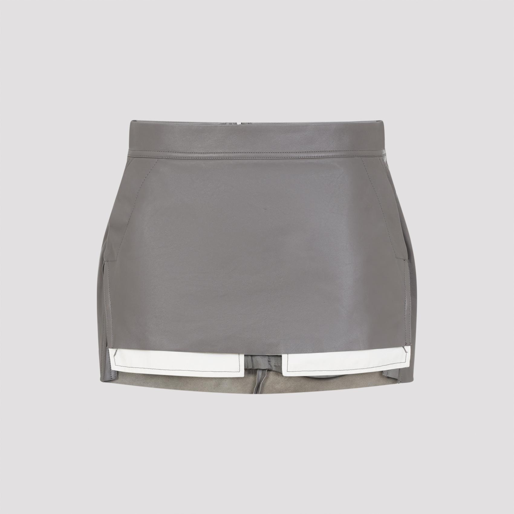rick owens fog cutoff mini skirt brown lamb leather - women