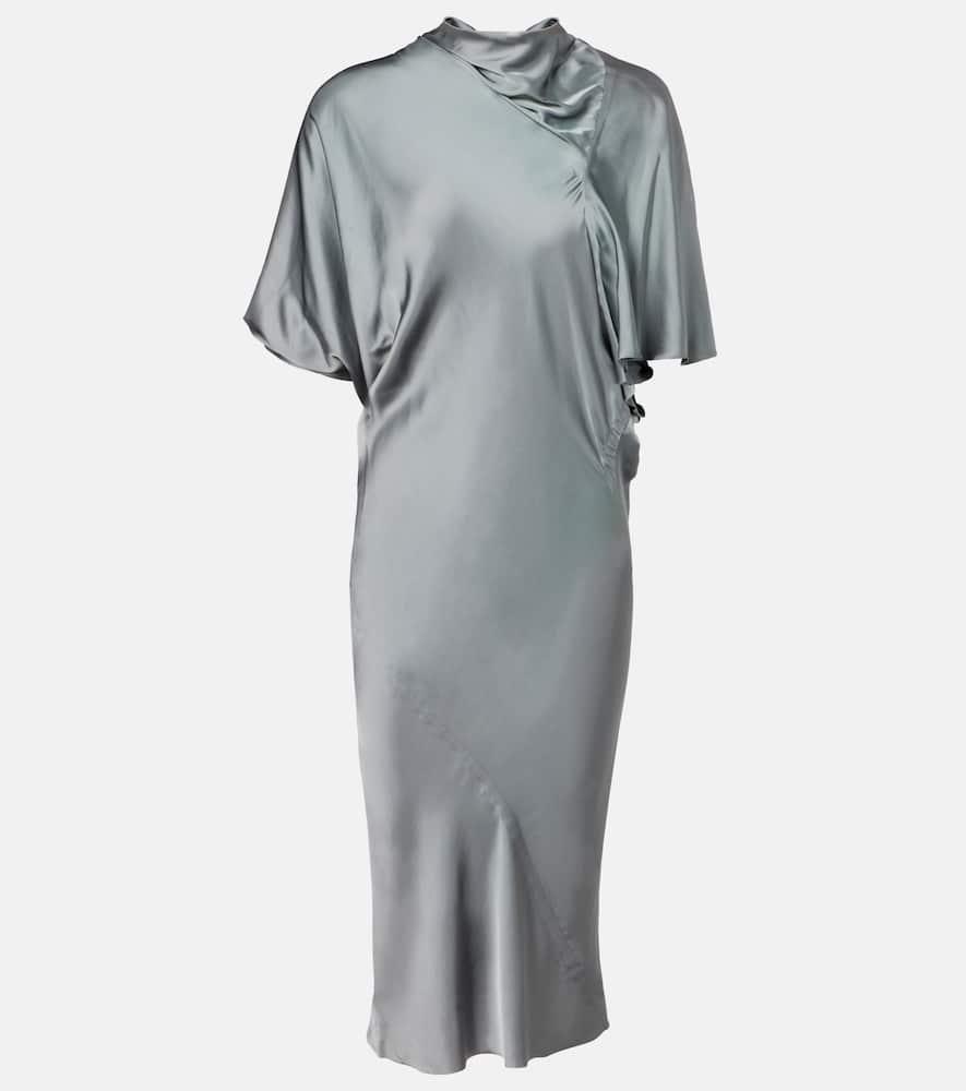 rick owens gathered satin midi dress