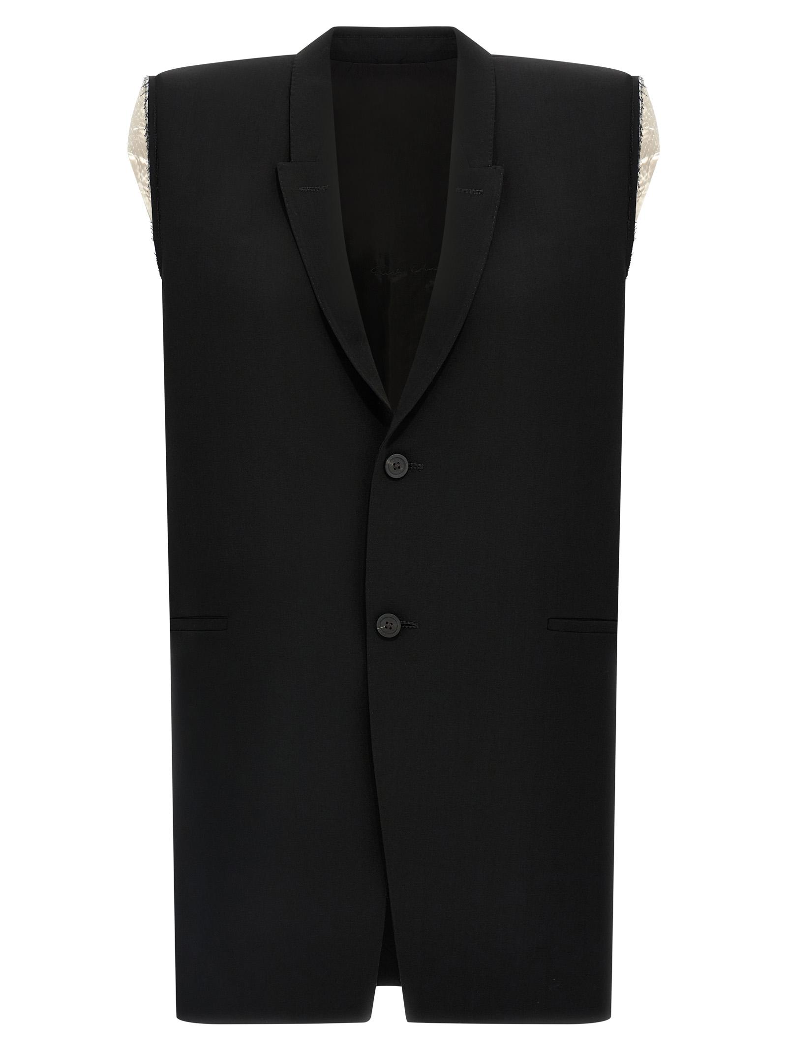 rick owens gile dirt tailored sl black wool gilet - women