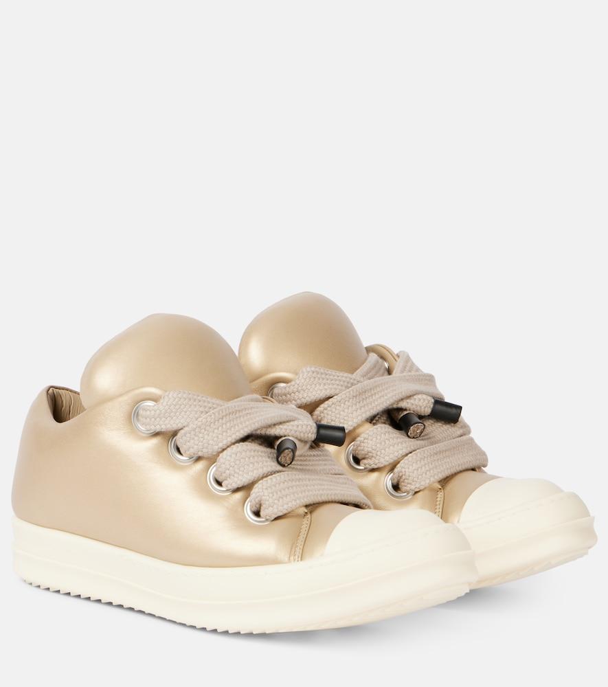 rick owens jumbolace metallic leather sneakers