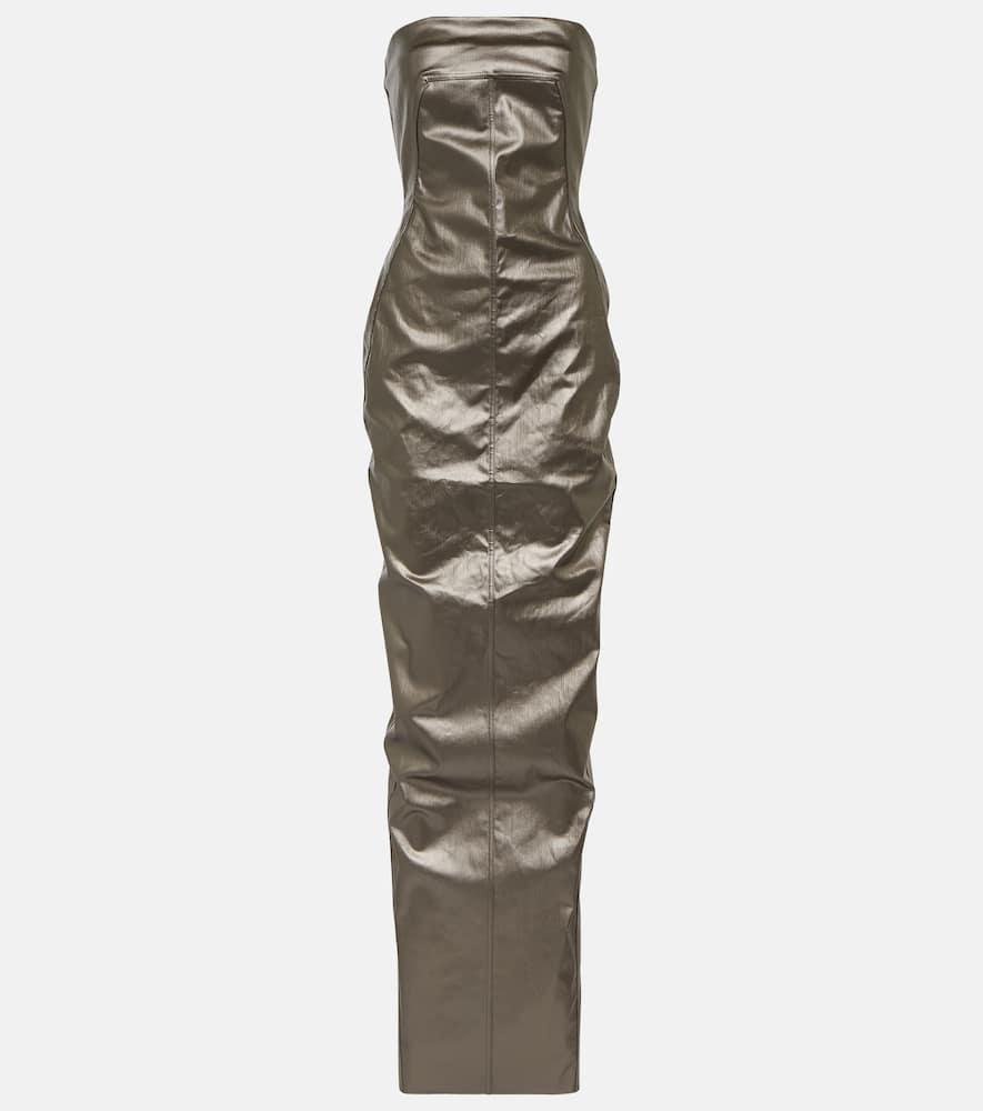 rick owens lido corset coated denim gown