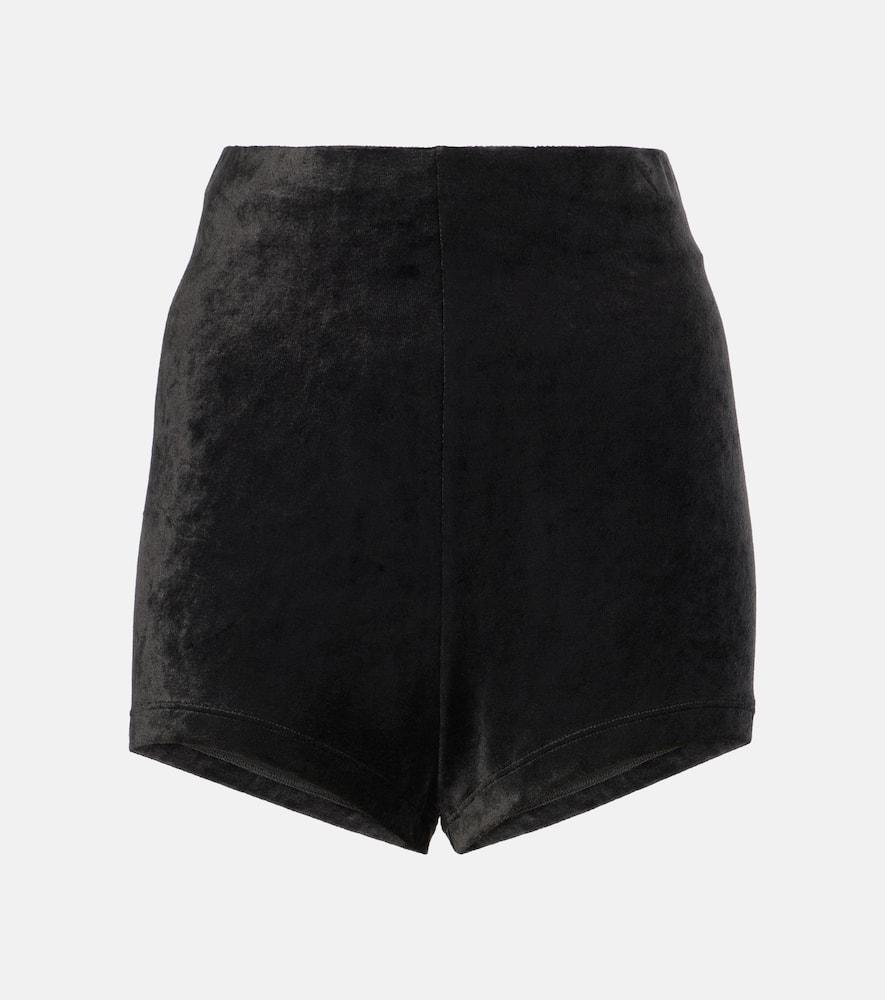 rick owens lilies dirt velvet jersey shorts