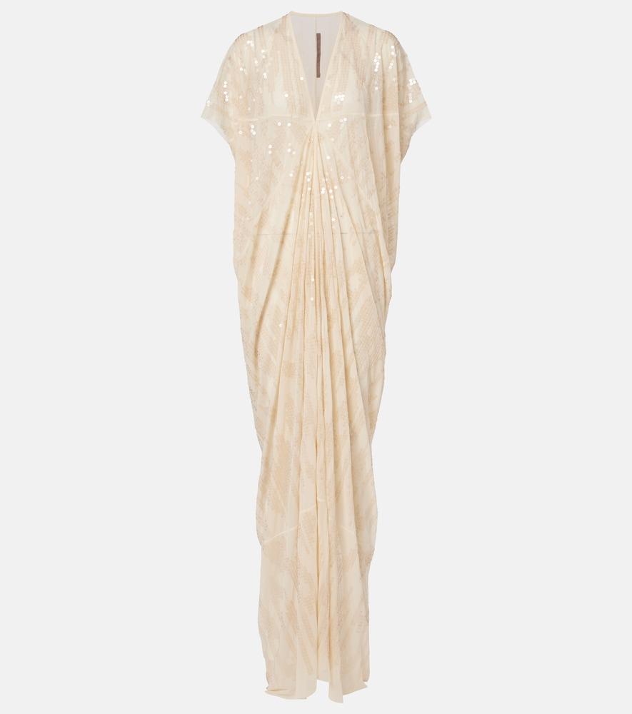 rick owens lilies gathered sequined tulle gown