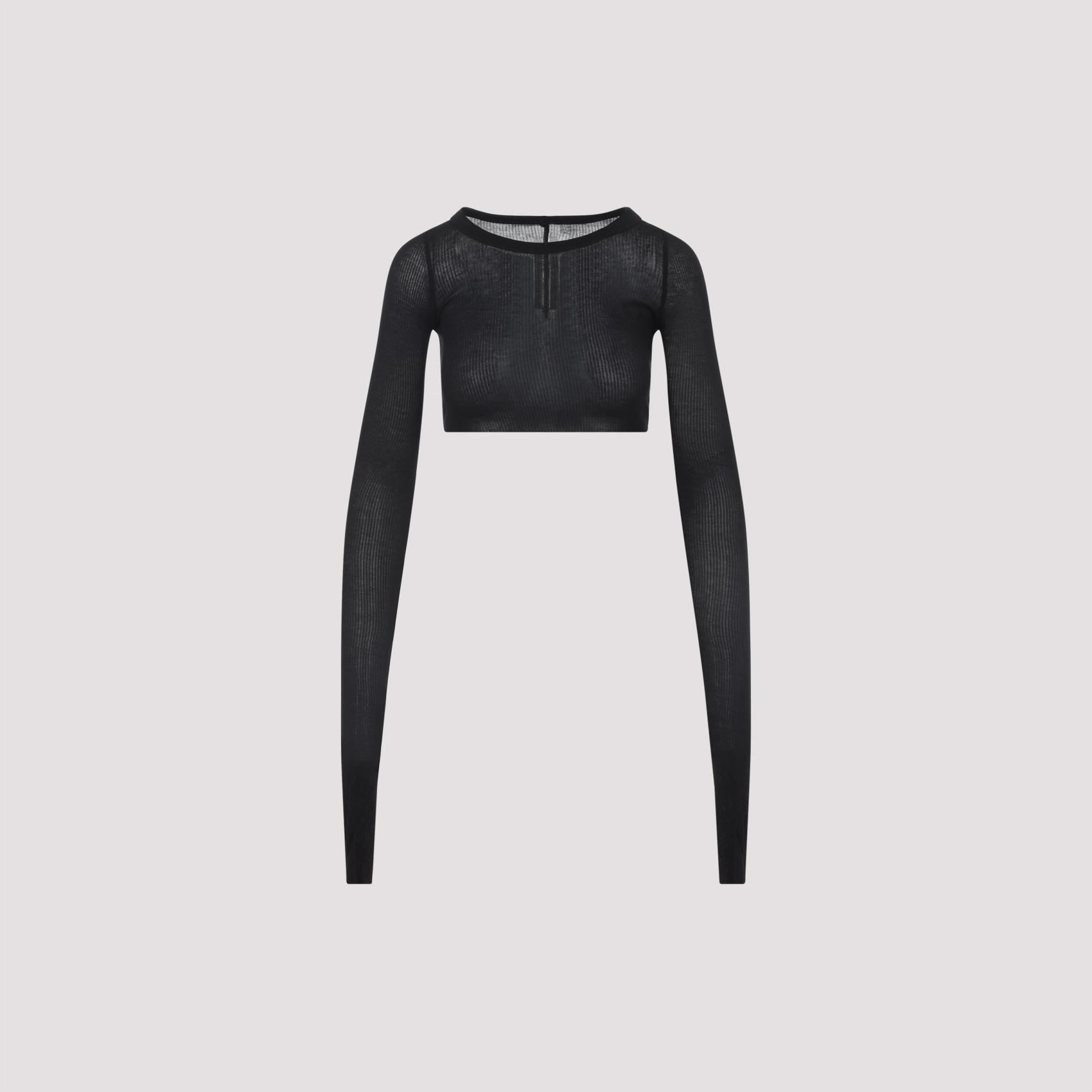 rick owens ls crop top black viscose silk - women