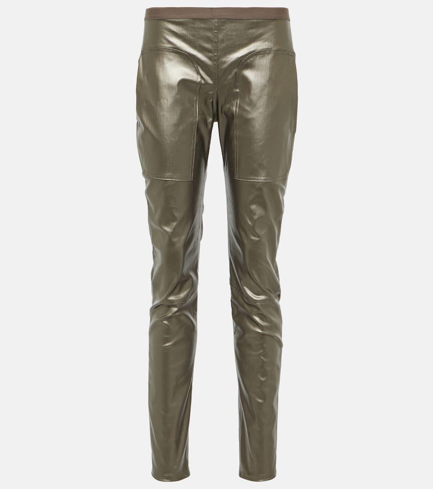 rick owens metallic denim leggings