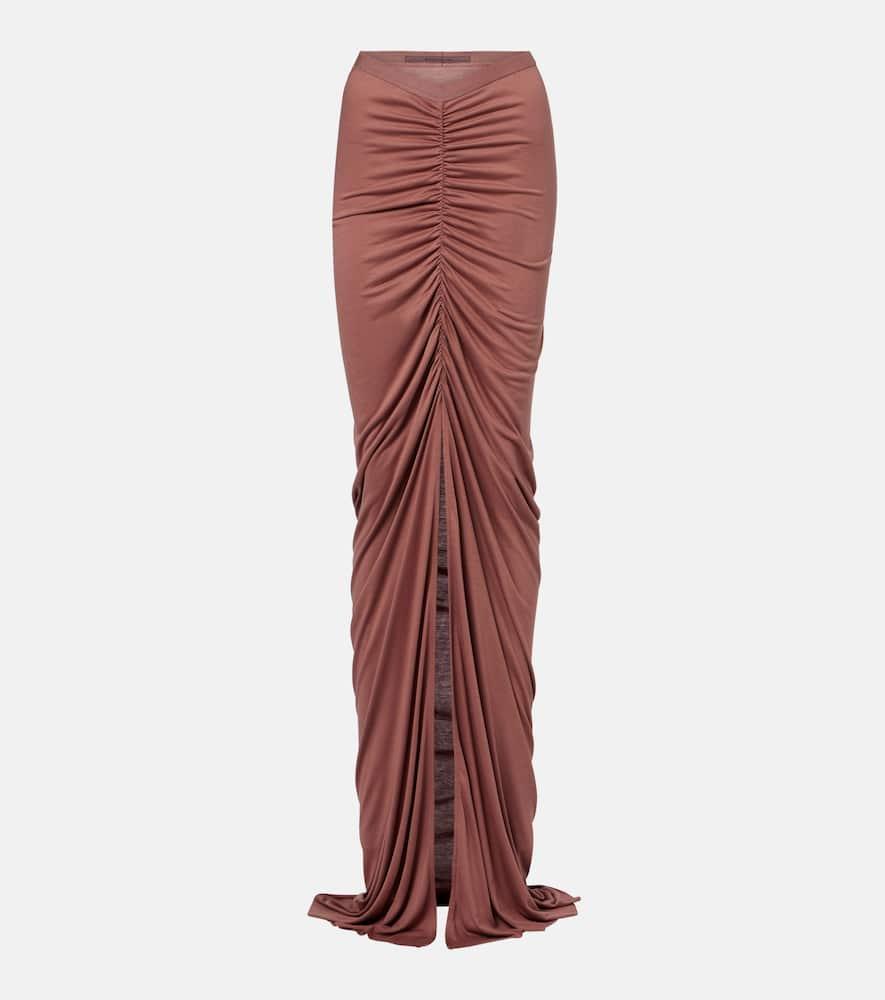 rick owens poppy ls ruched jersey maxi skirt