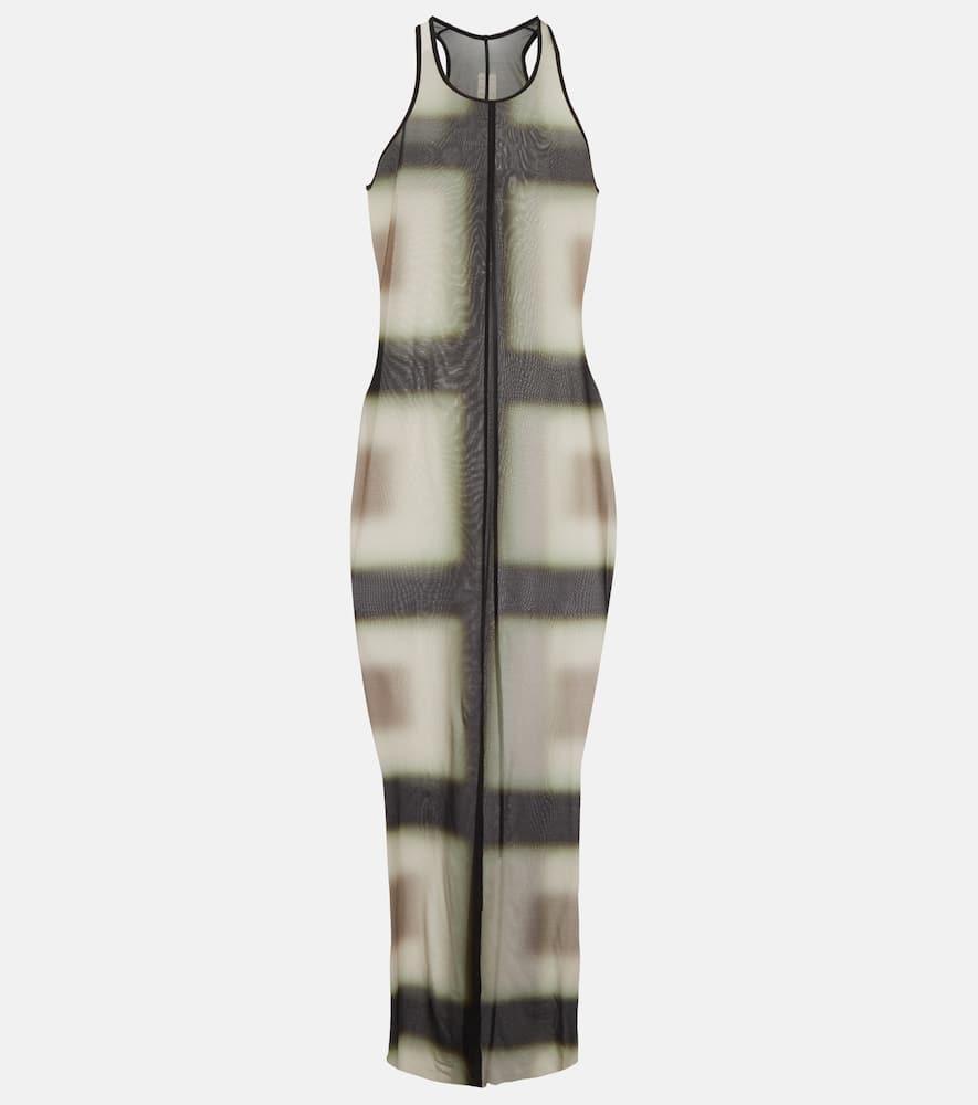 rick owens printed sheer midi dress