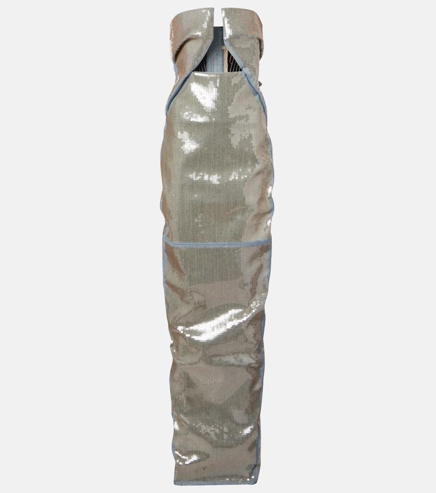 rick owens prong sequined denim gown