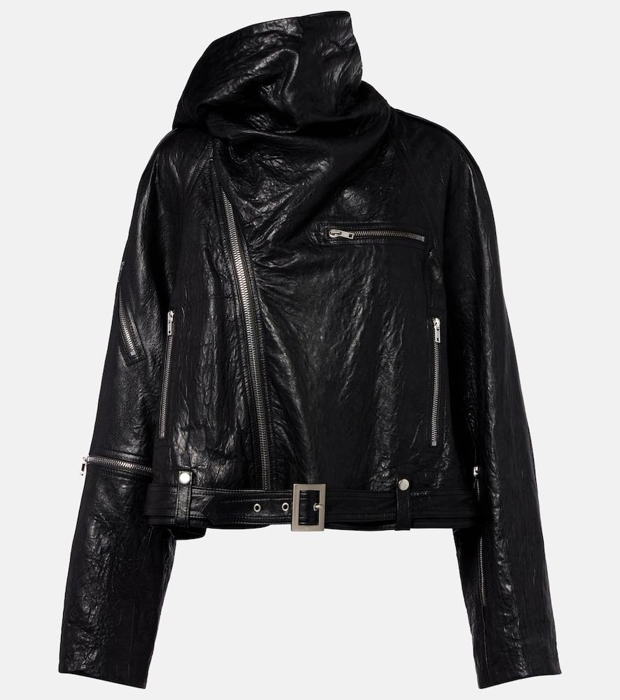 rick owens scarf light leather biker jacket