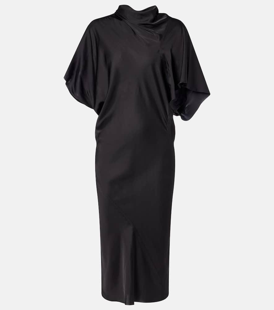 rick owens seb draped charmeuse midi dress