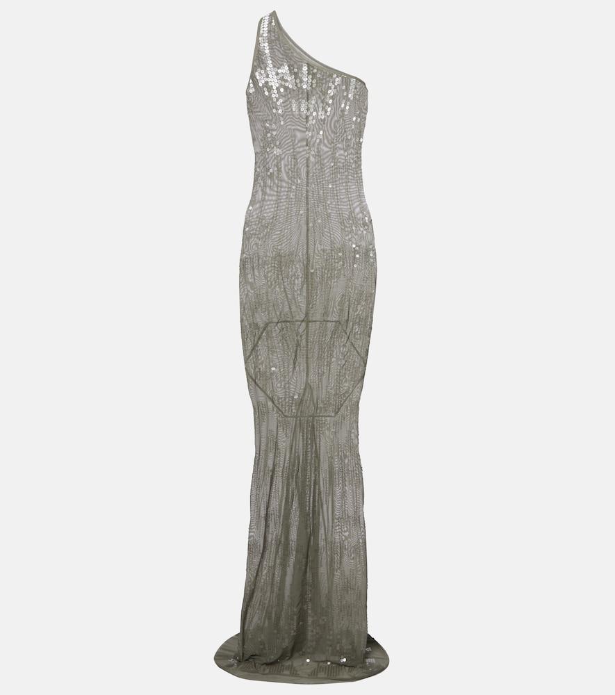 rick owens sequined sheer tulle gown