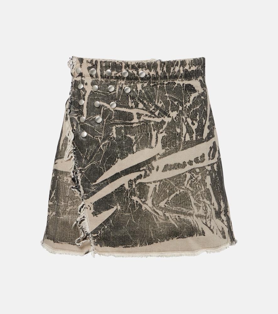 rick owens sisysnap distressed denim miniskirt