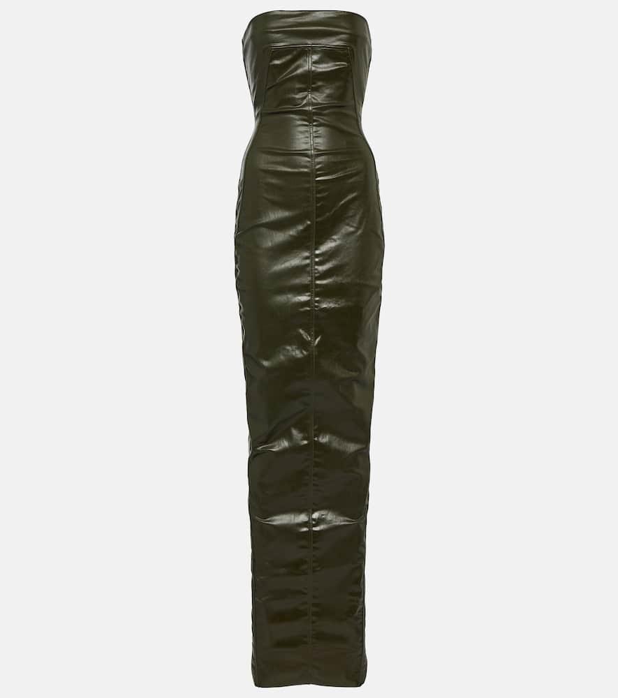 rick owens strapless denim gown