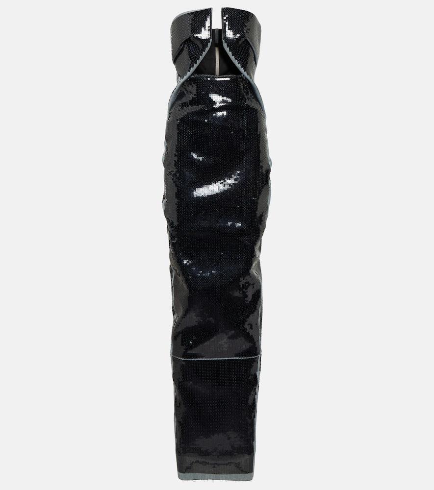 rick owens strapless sequined gown