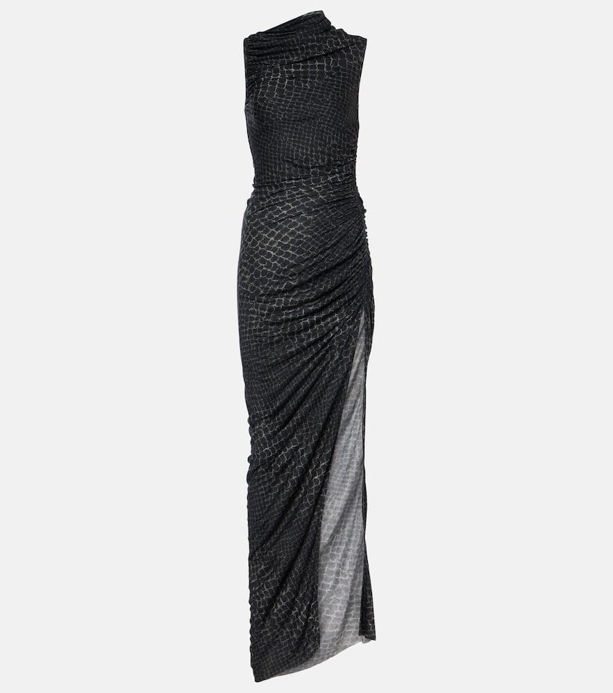rick owens svita printed ruched jersey gown