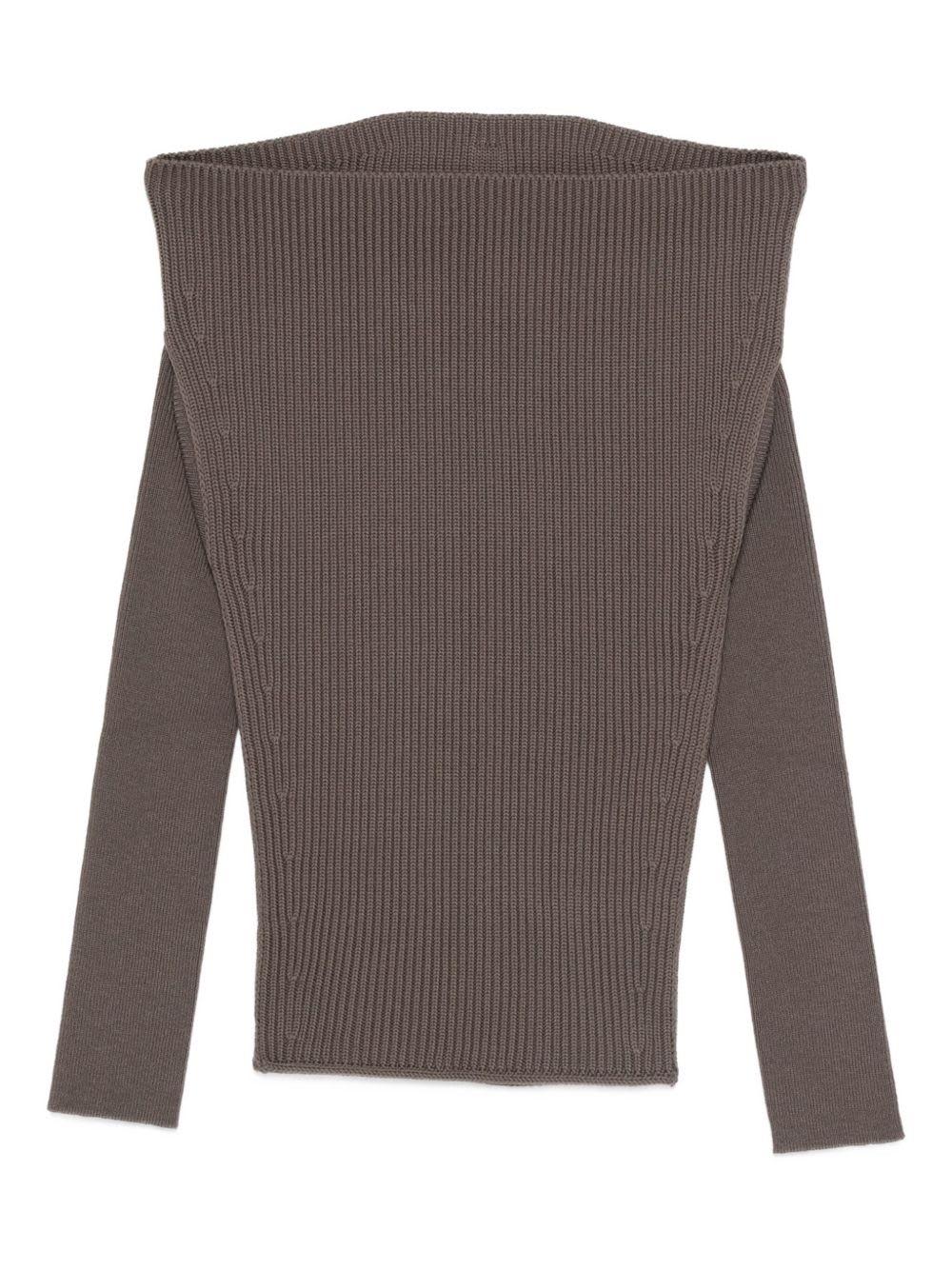 rick owens wool off-shoulder sweater