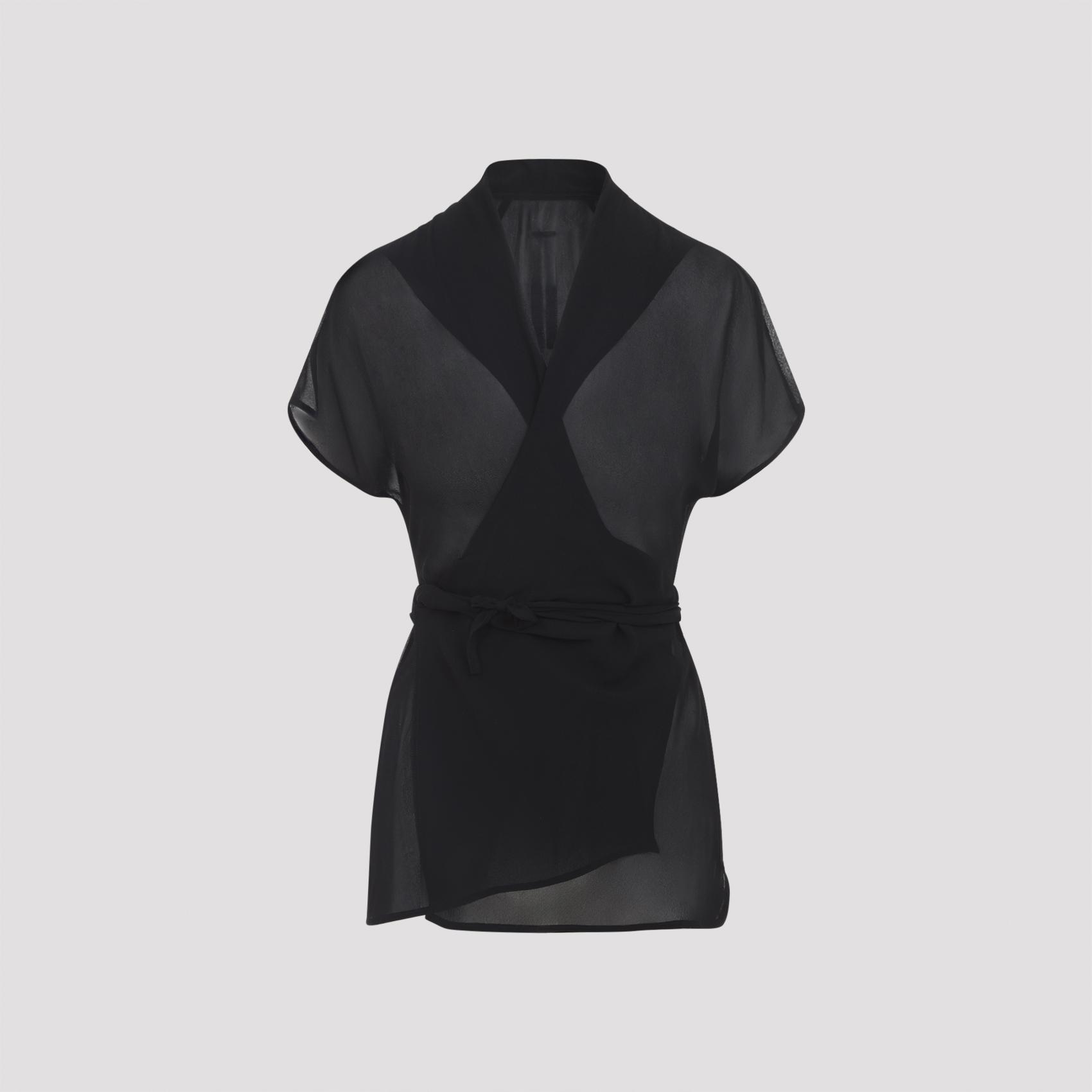 rick owens wrap ss top black silk - women