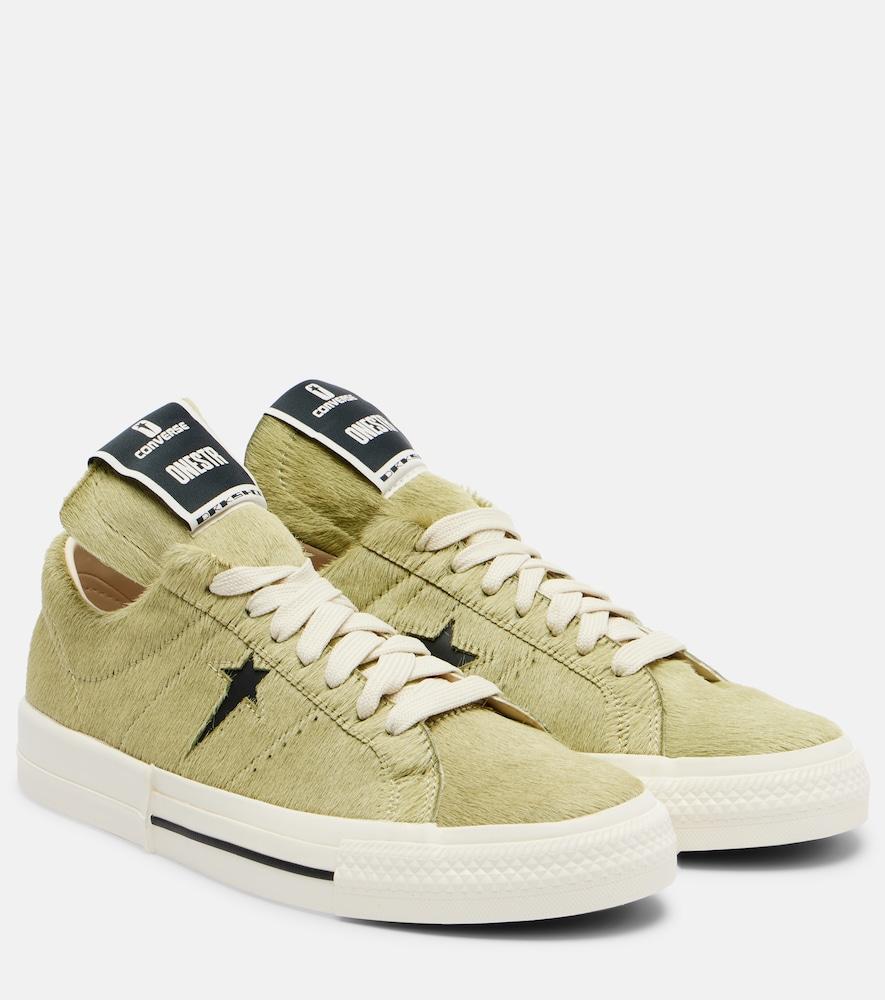 rick owens x converse drkshdw one star pro ox calf hair sneakers