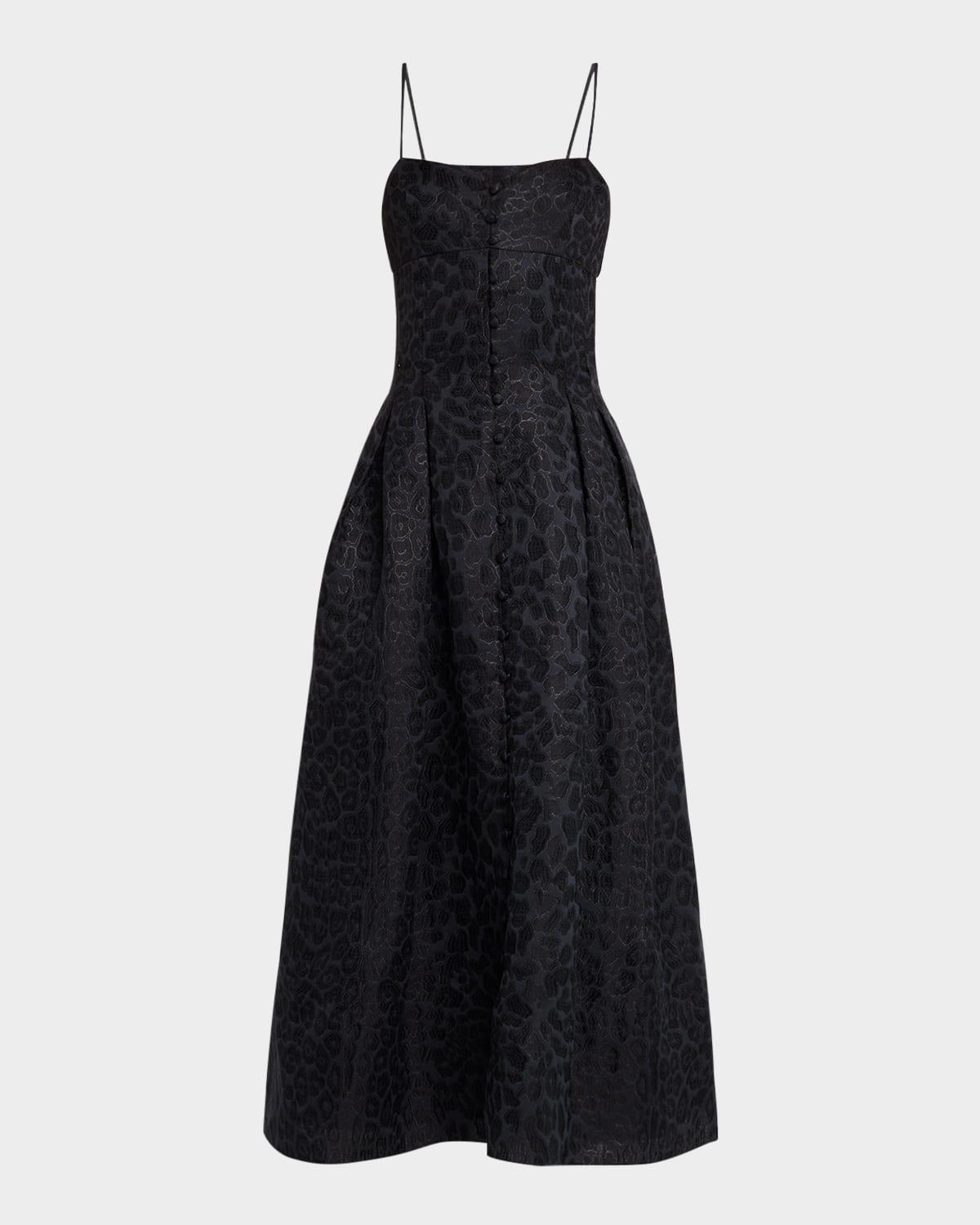 rickie dress in leopard jacqaurd