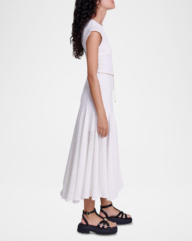 ricocha chain-belt crochet midi dress