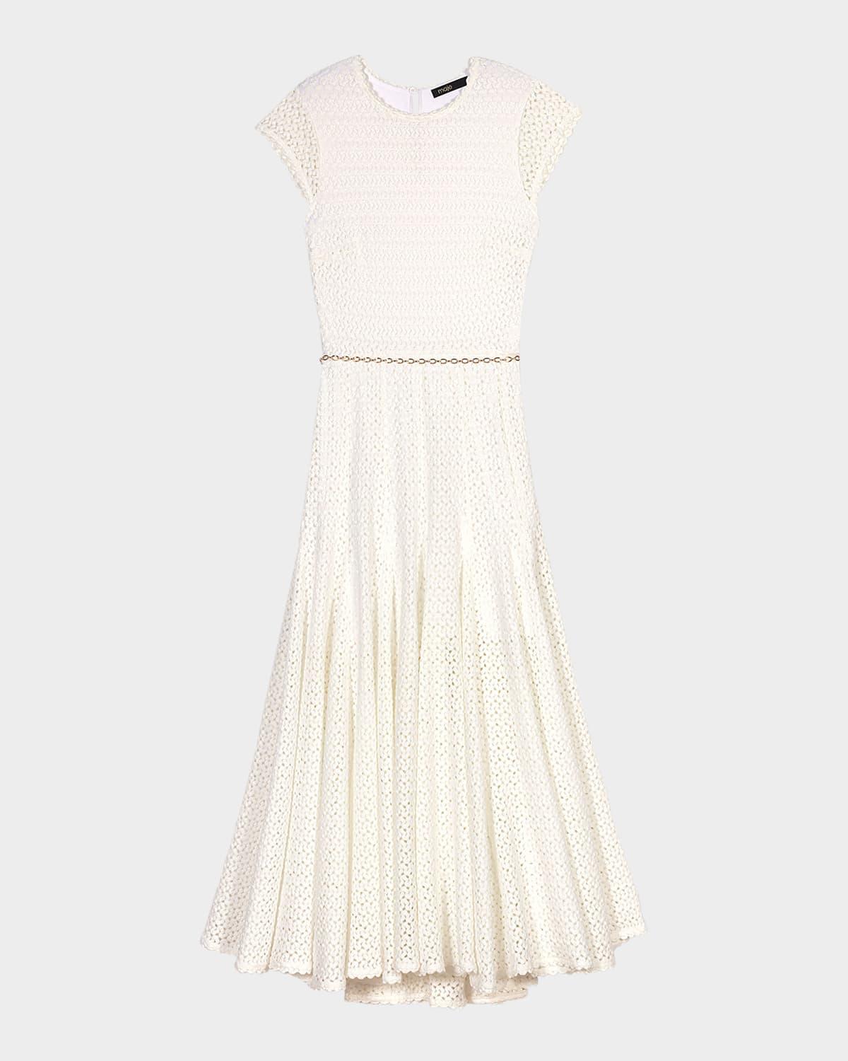 ricocha chain-belt crochet midi dress