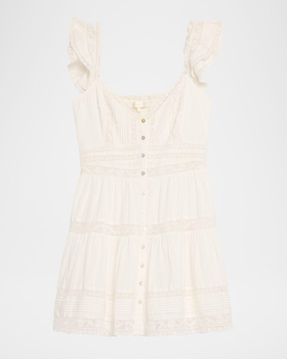 rietta cotton lace-trimmed mini dress