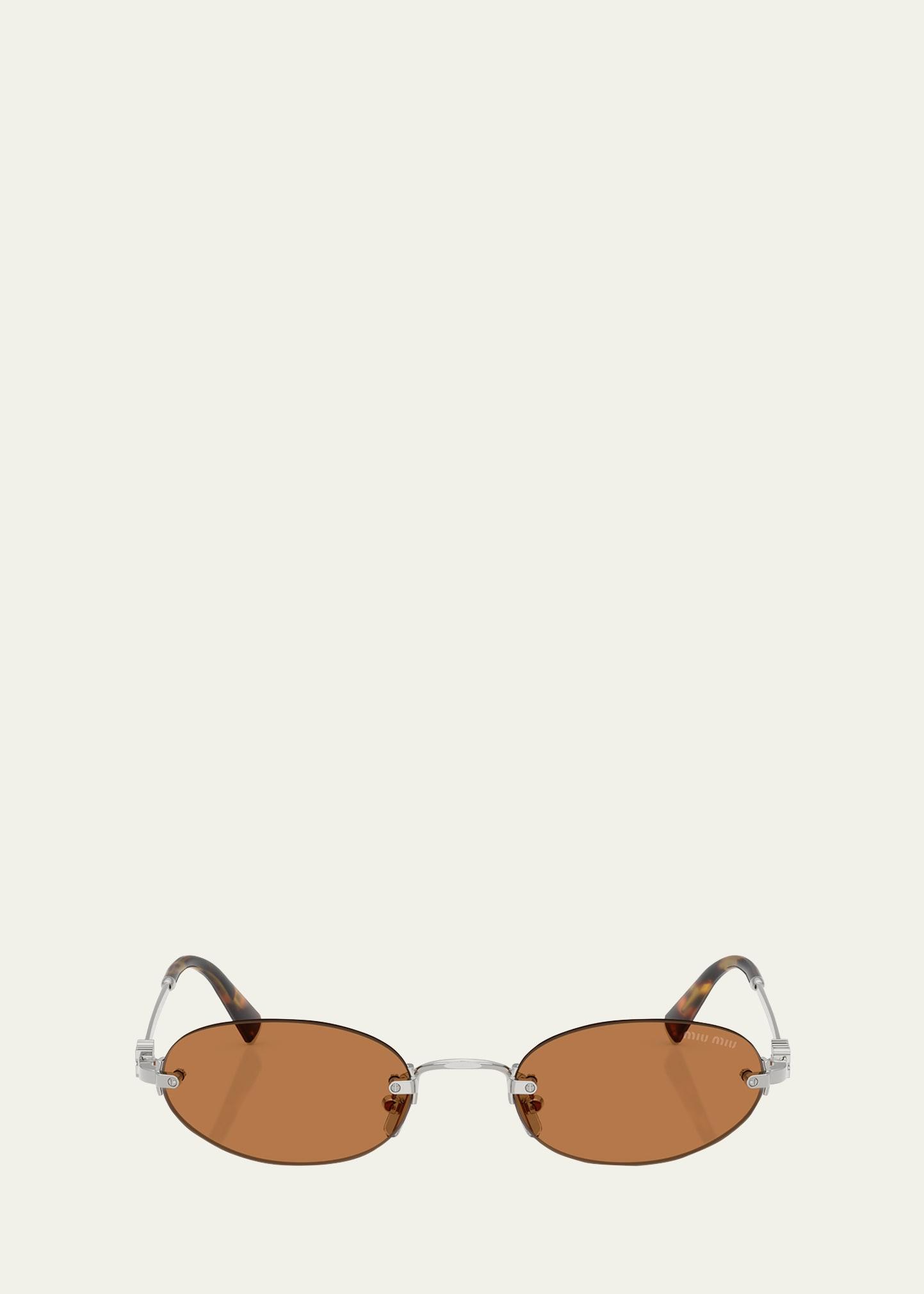 rimless metal oval sunglasses