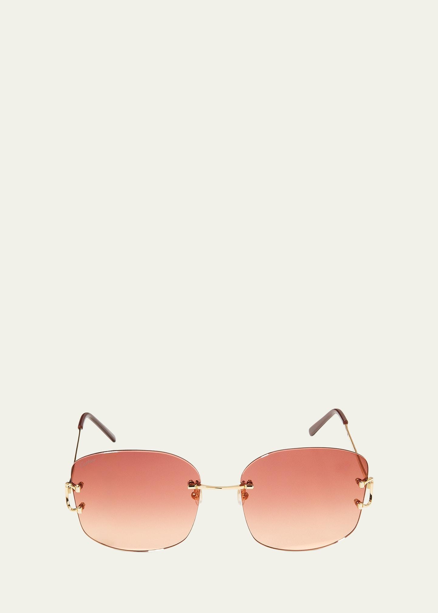 rimless round metal & acetate sunglasses