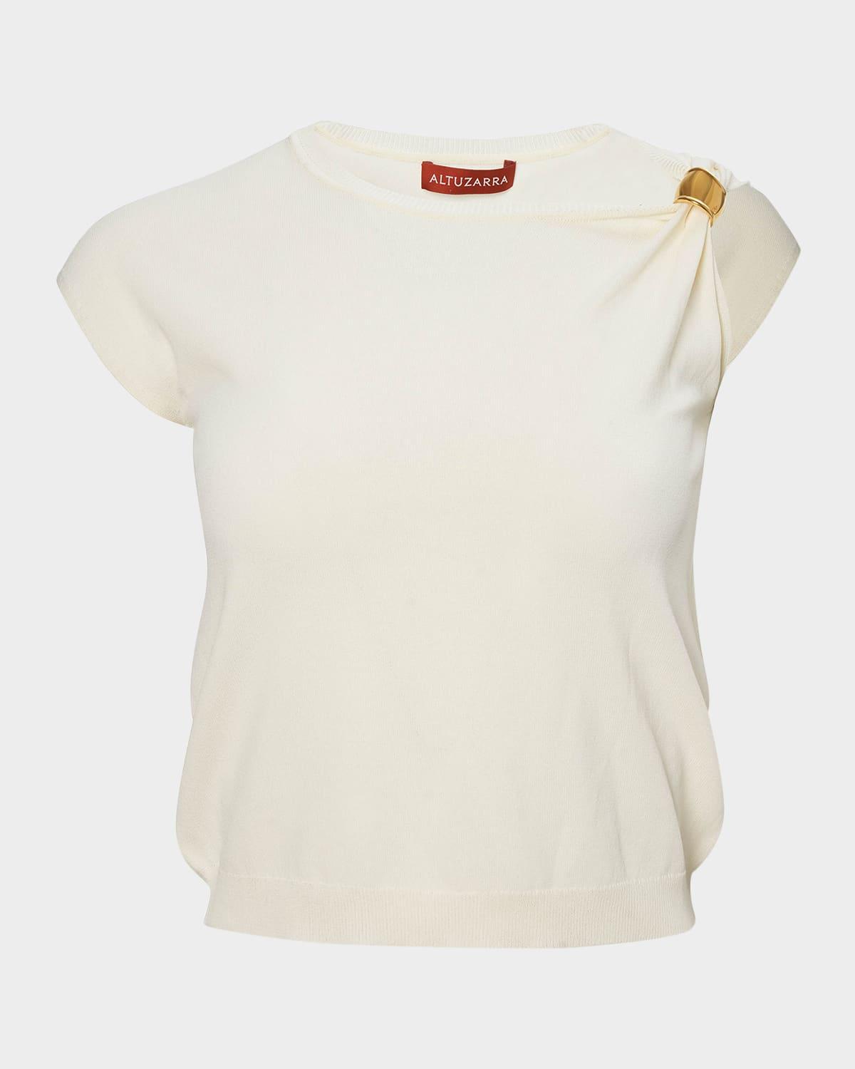 rinaldi gathered ring knit top