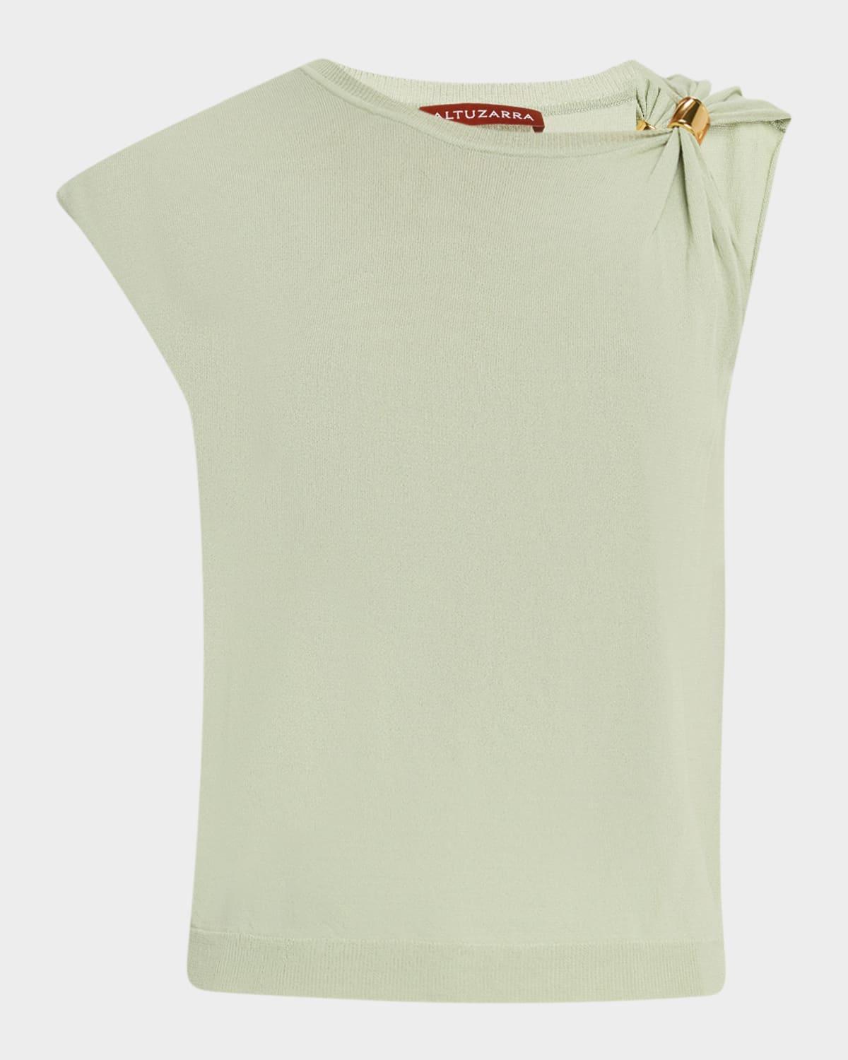 rinaldi gathered ring knit top