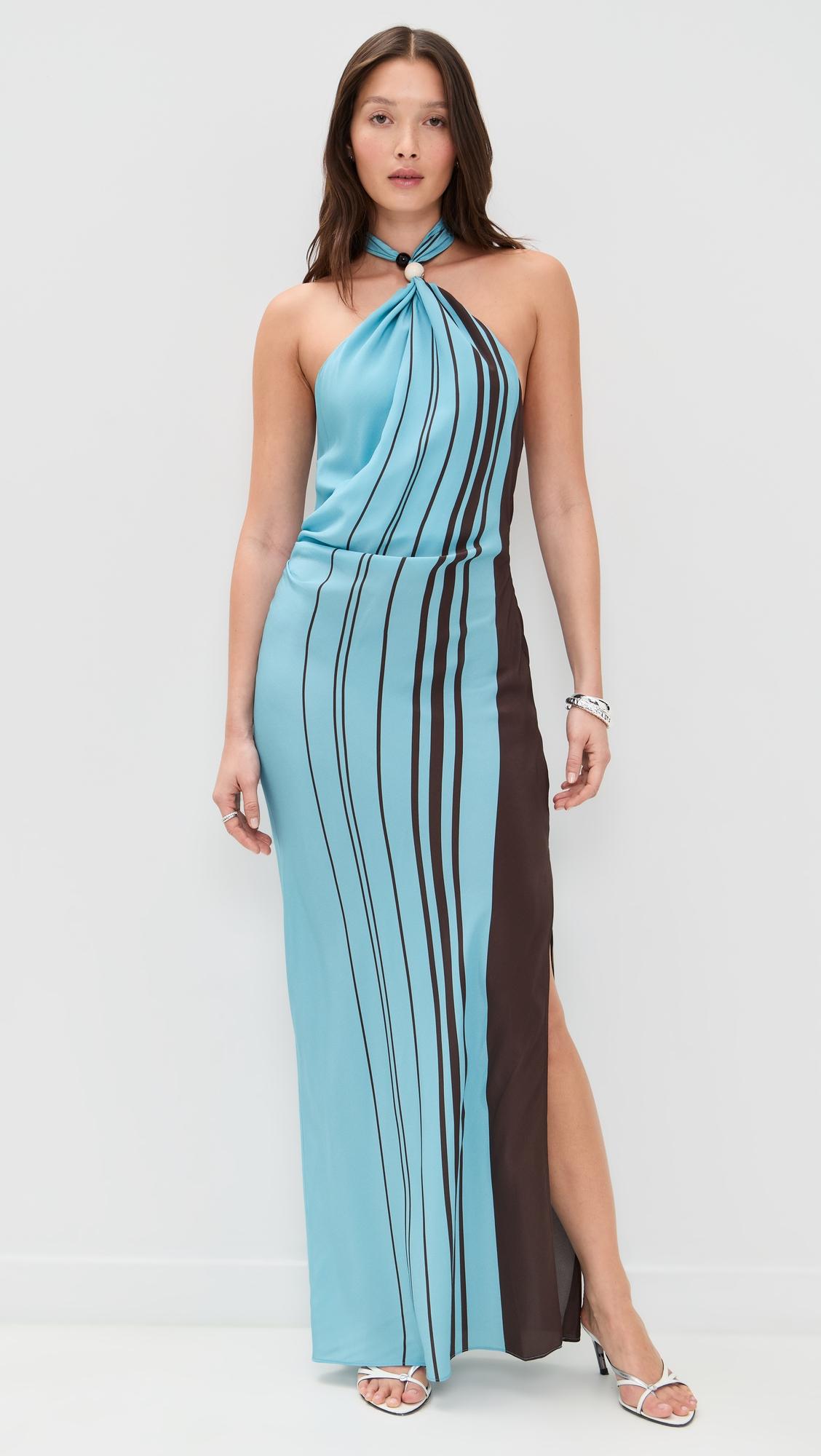 rioja halter scarf silk maxi dress