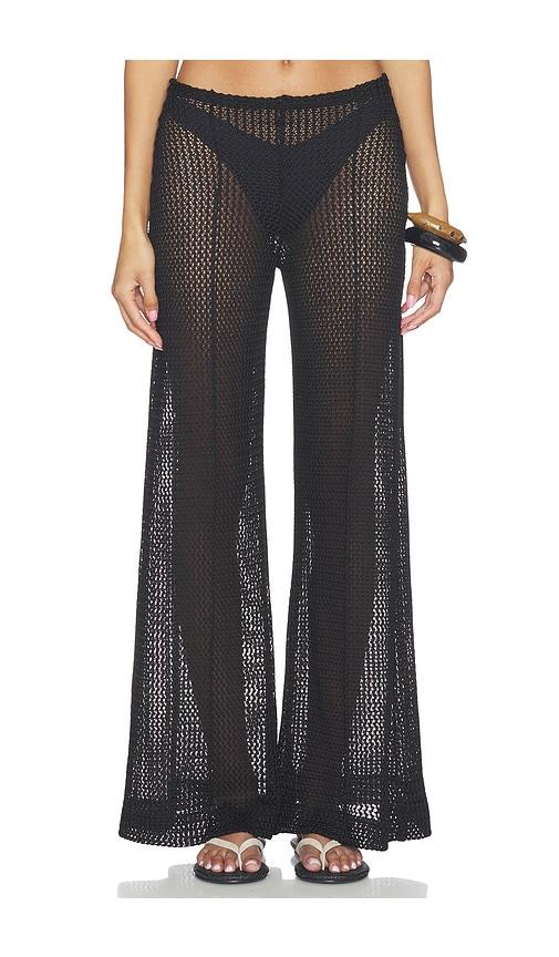 ripley rader fishnet wide leg pant in black.