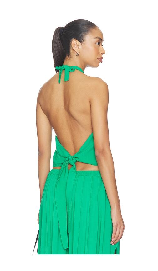 ripley rader linen tie back halter top in green.
