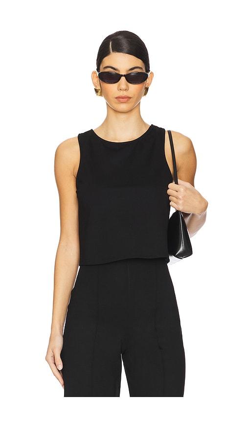 ripley rader ponte knit tank top in black.