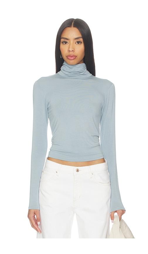 ripley rader turtleneck top in baby blue.