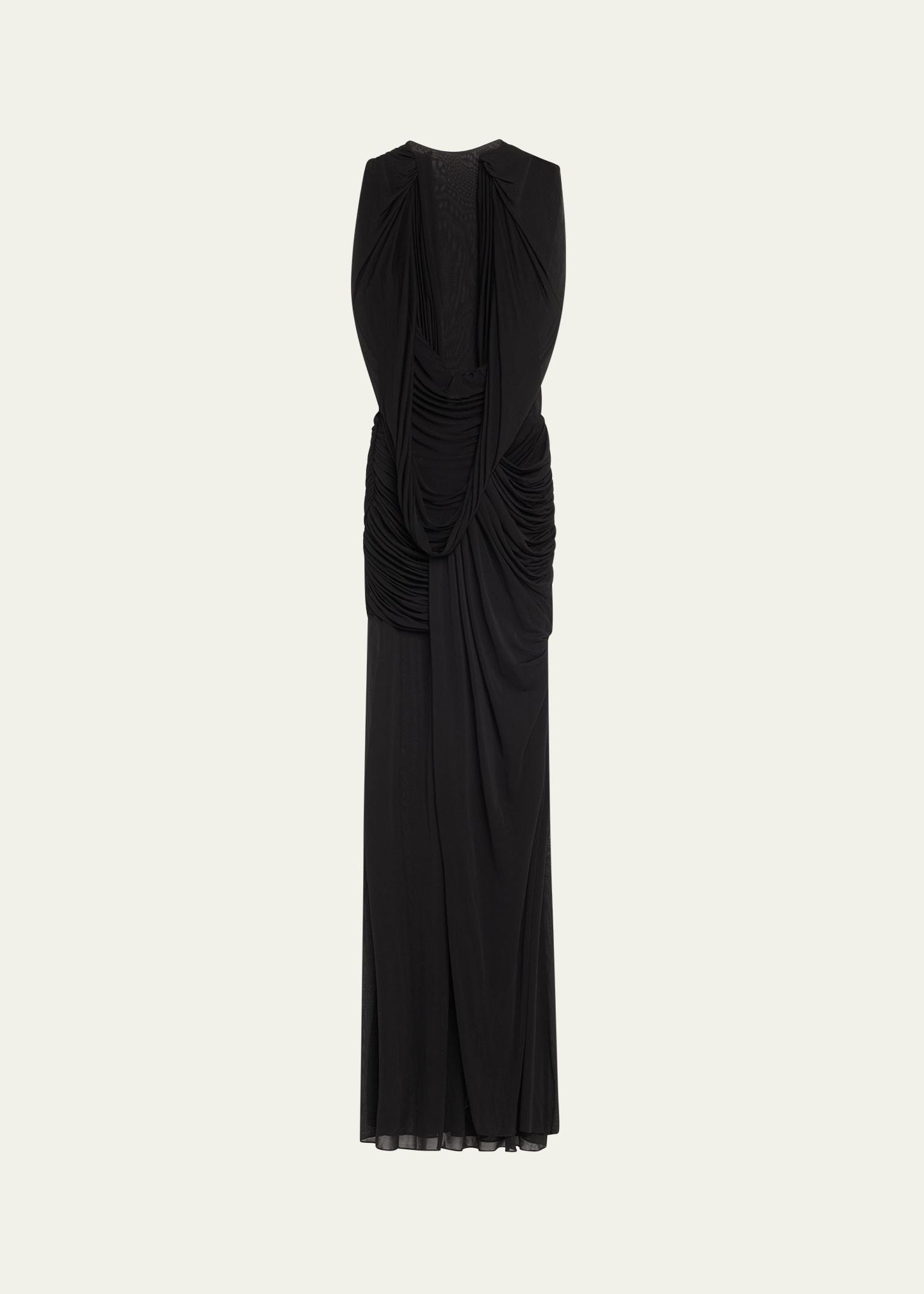 ripple draped double-layer gown