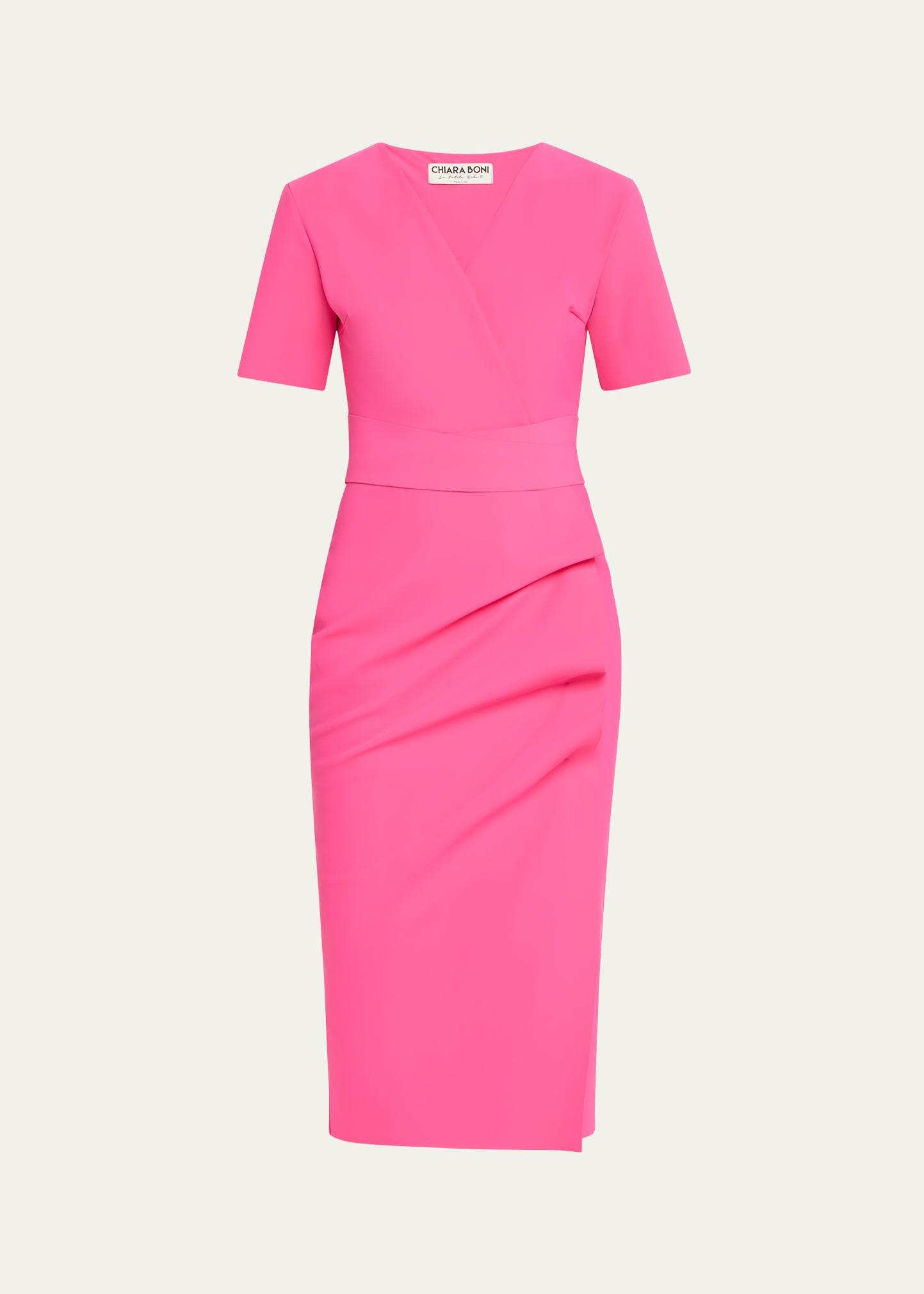 rippled jersey midi sheath dress