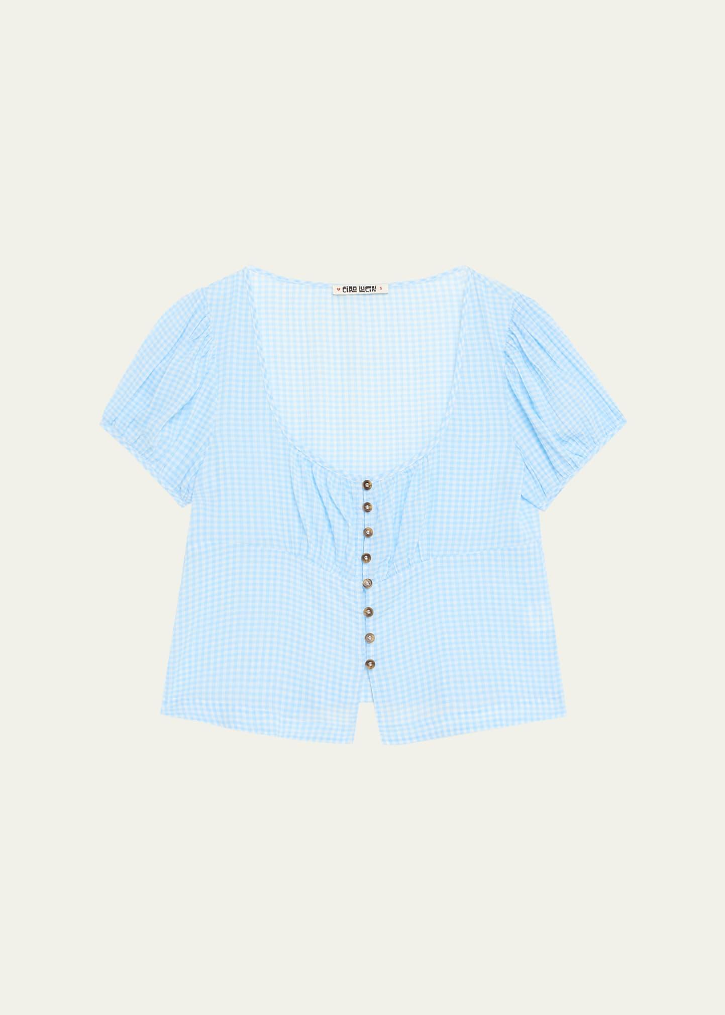 risi gingham button-front top