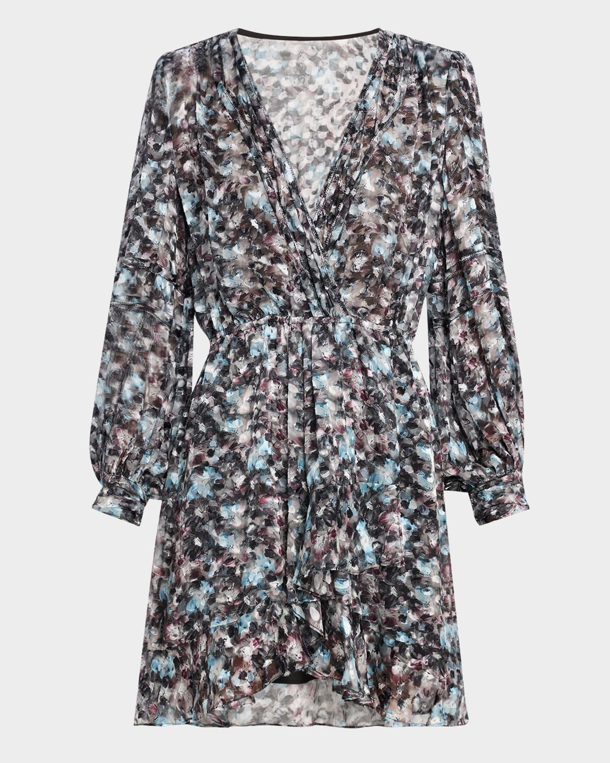 risli long-sleeve silk mini dress