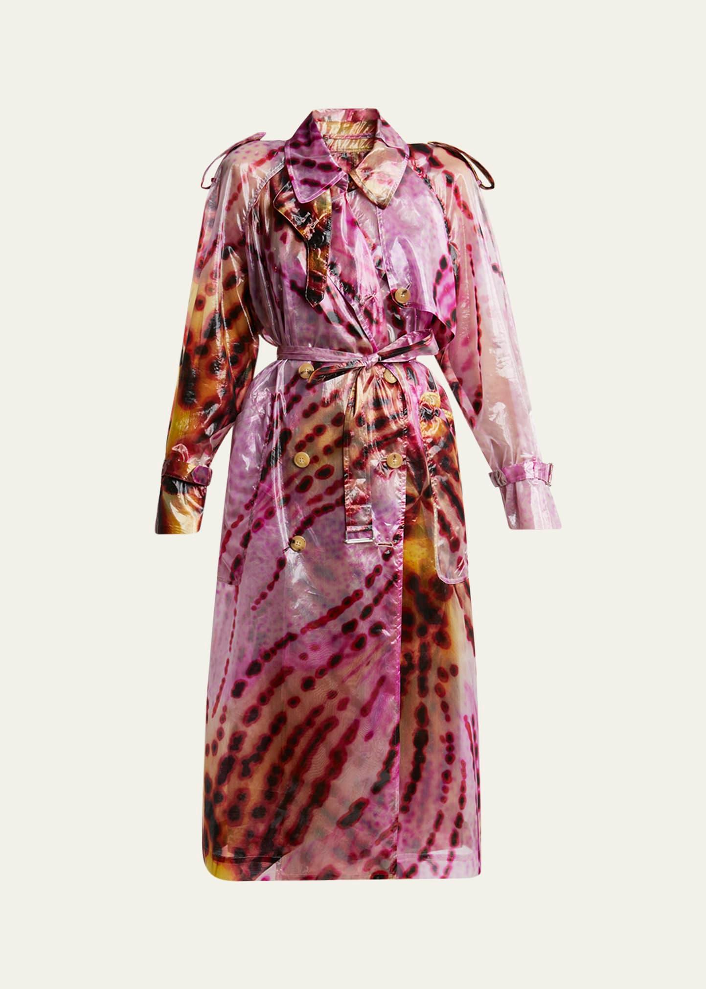 risto tie-dye sheer trench coat